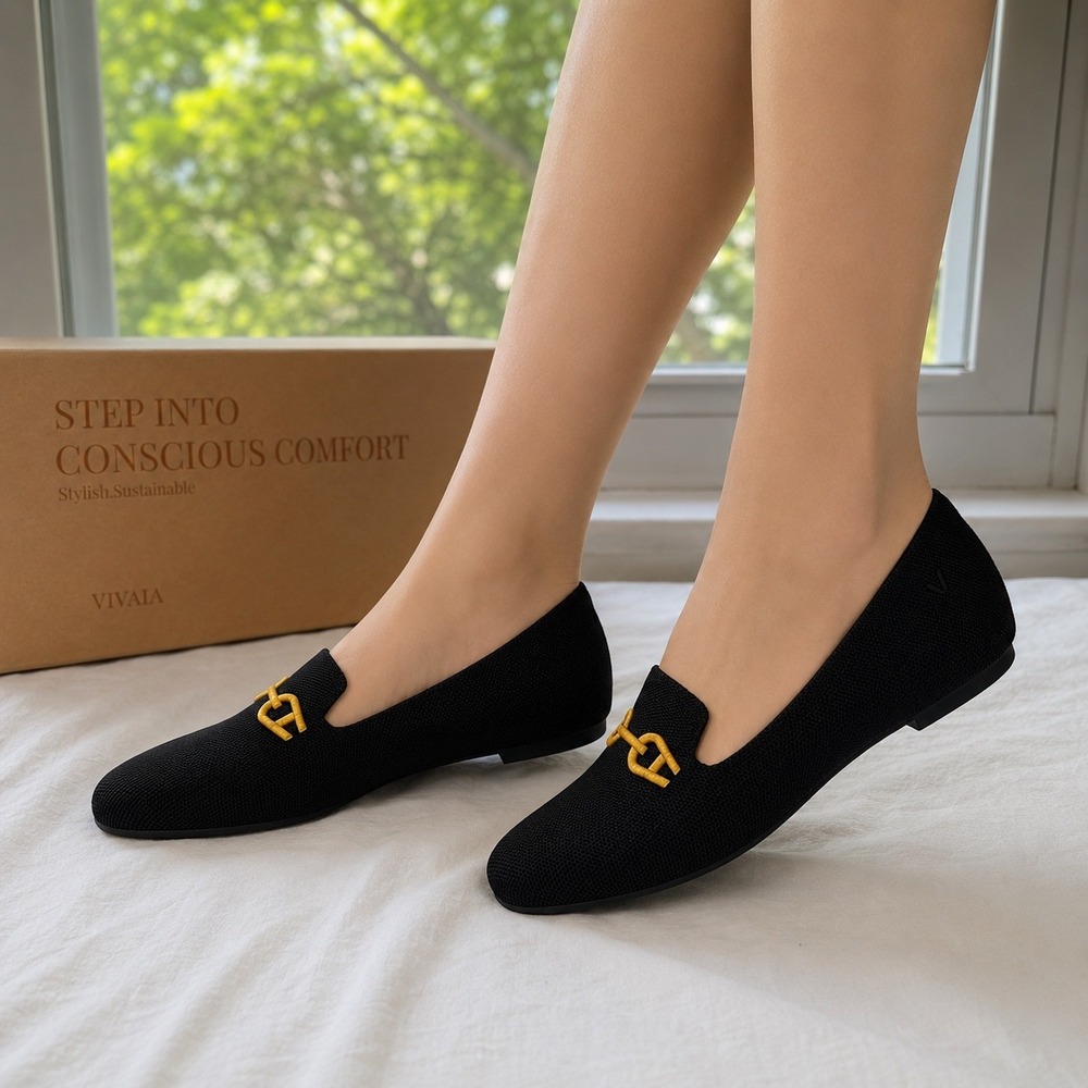VIVAIA Black Knit Embroidered Loafers - Size EU 41 / US 9.5 / NWT